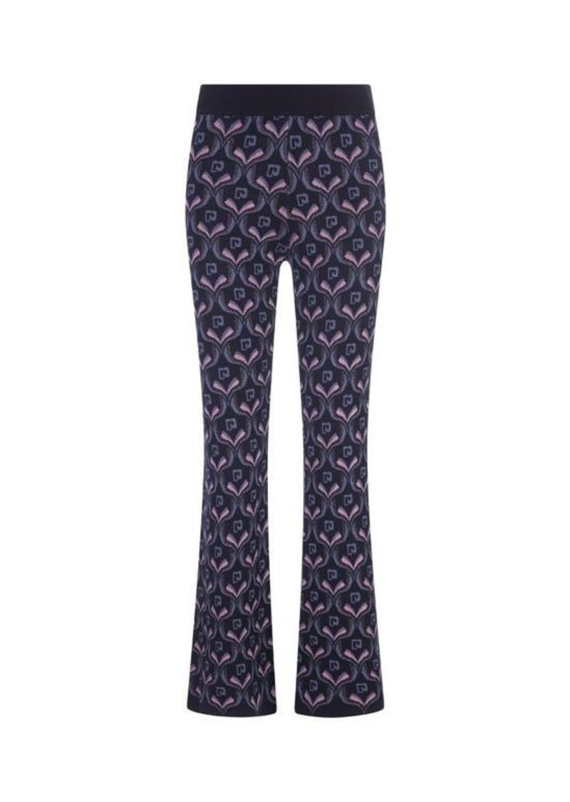PACO RABANNE Navy Jacquard Knit Flare Trousers