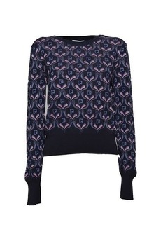 PACO RABANNE Purple geometric pattern jacquard knit pullover Paco Rabanne