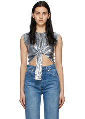 Paco Rabanne Silver Sequin Cropped Blouse