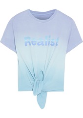 Paco Rabanne Woman + Peter Saville Knotted Printed Dégradé Cotton-jersey T-shirt Light Blue
