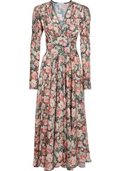 Paco Rabanne Woman Gathered Floral-print Satin Maxi Dress Multicolor