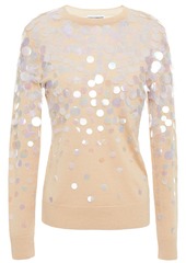 Paco Rabanne Woman Sequin-embellished Merino Wool And Silk-blend Sweater Beige