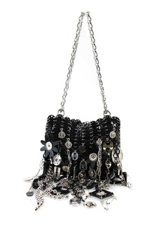 Paco Rabanne Womens Silver Tone Black Iconic 1969 Chain Handbag