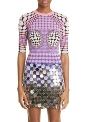 paco rabanne x Fondation Vasarely Jacquard Geo Print Crop Top in V652 Fuchsia at Nordstrom