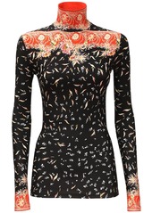 Paco Rabanne Printed Stretch Jersey Turtleneck Top