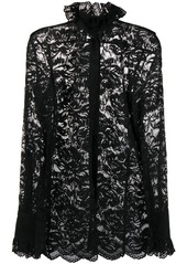 Paco Rabanne semi-sheer lace blouse