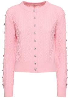 Paco Rabanne Wool & Cashmere Knit Cardigan W/crystals