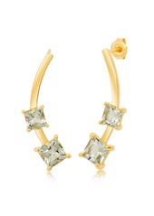 Paige 14K Yellow Gold Curved 6mm & 5mm Square Cut Gemstone Stud Earrings