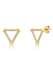 Paige 14k Yellow Gold Open Triangle Diamond Earring Studs with Triangle End Caps