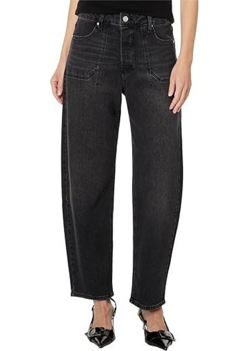 Paige Alexis Covered Button Fly Utility Pocket Jeans in Viper Black