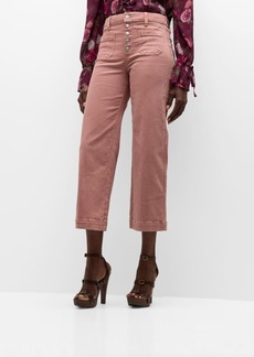 Paige Anessa Cropped Wide-Leg Patch Pocket Jeans