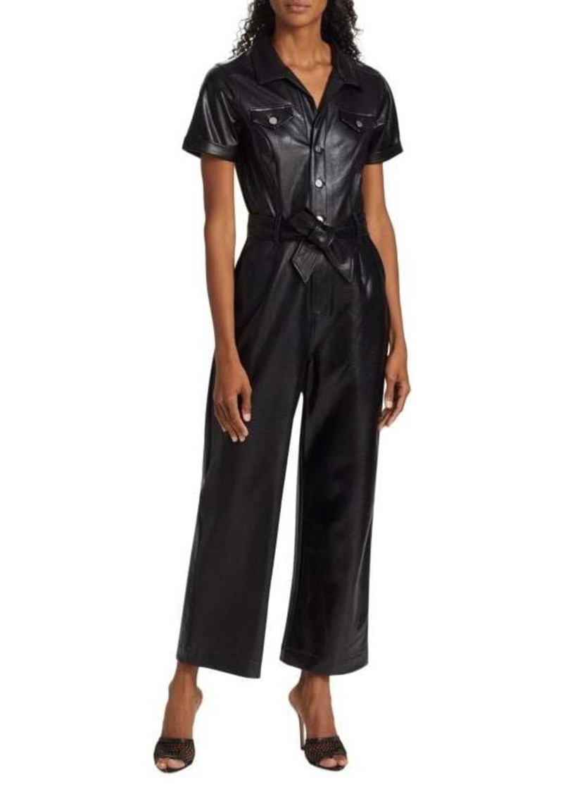 Paige Anessa Faux Leather Belted Jumpsuit