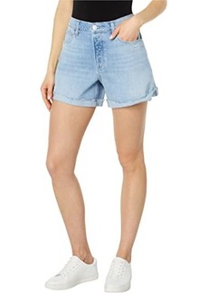 Paige Asher Shorts Covered Button Fly Raw Cuff in No Duh Destructed