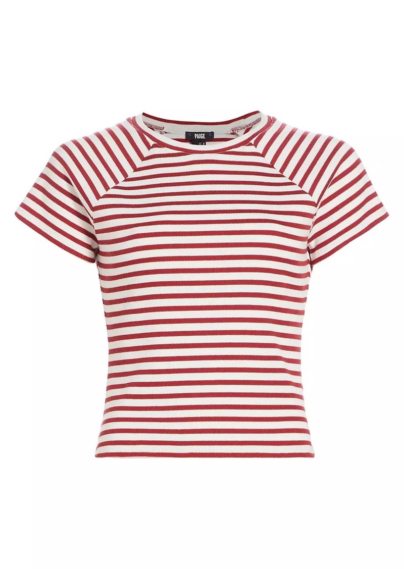 Paige Bijou Striped Rib-Knit Crewneck T-Shirt