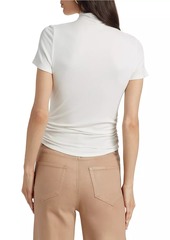 Paige Blanche Ruched Mock-Turtleneck Top