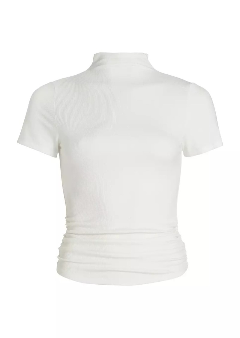 Paige Blanche Ruched Mock-Turtleneck Top