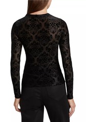 Paige Chelle Velvet Burnout Jacquard Long-Sleeve Top