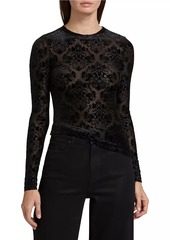 Paige Chelle Velvet Burnout Jacquard Long-Sleeve Top