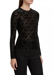 Paige Chelle Velvet Burnout Jacquard Long-Sleeve Top