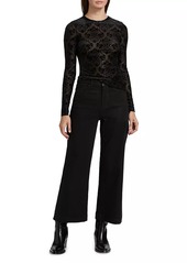 Paige Chelle Velvet Burnout Jacquard Long-Sleeve Top