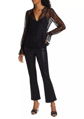 Paige Claudine Faux Leather Flare Ankle Pants