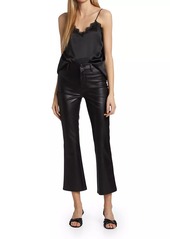 Paige Claudine High-Rise Cropped Ankle Flare Faux Leather Jeans
