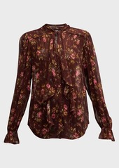 Paige Clemency Crinkled Long Sleeve Floral Blouse