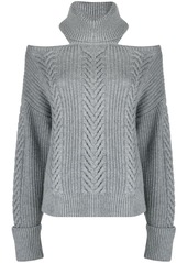 Paige cold-shoulder cable-knit jumper