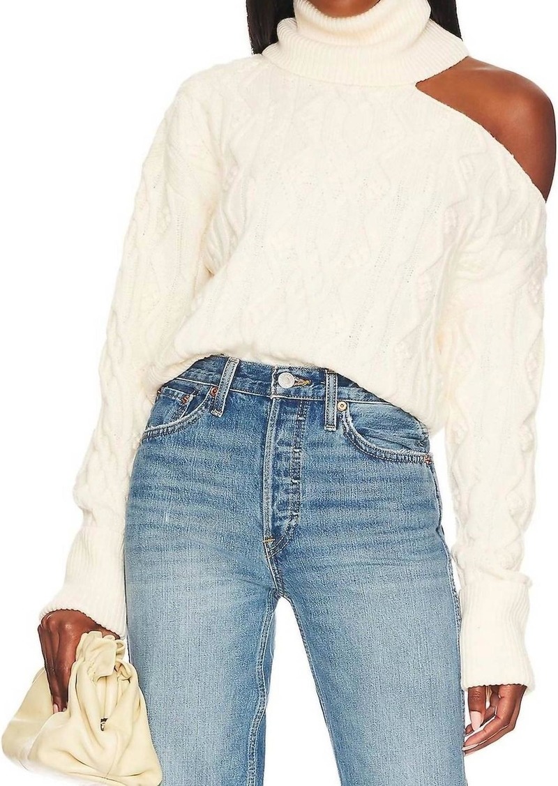 Paige Cropped Cable Knit Raundi Sweater In Ivory