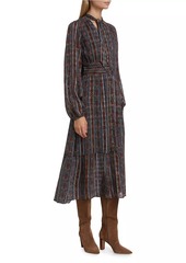 Paige Gallery Striped Silk-Blend Midi-Dress