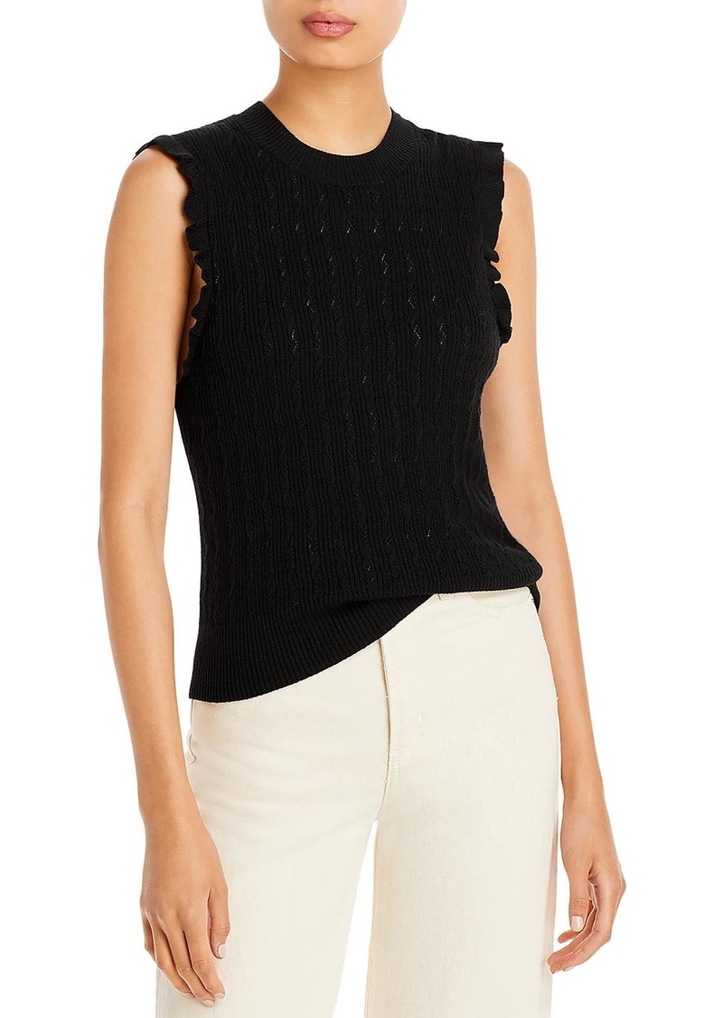 Paige Gardenia Womens Ruffled Crewneck Tank Top Sweater