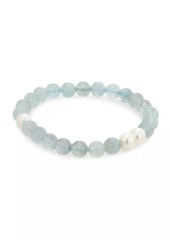 Paige Gems Aquamarine & Baroque Pearl Stretch Bracelet