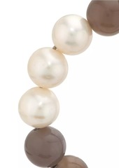 Paige Gems Small Lustrous Pearl & Grey Agate Bead Bracelet