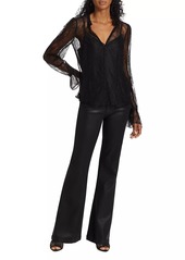 Paige Genevieve High-Rise Coated Stretch Flare Jeans