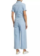 Paige Harper Stretch Denim Cropped Wide-Leg Jumpsuit