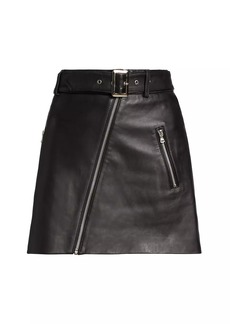 Paige Lexi Zip-Front Leather Miniskirt
