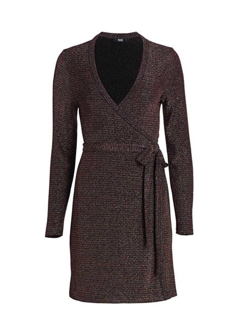 metallic knit wrap dress