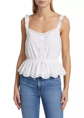 Paige Marsa Eyelet-Embroidered Peplum Top