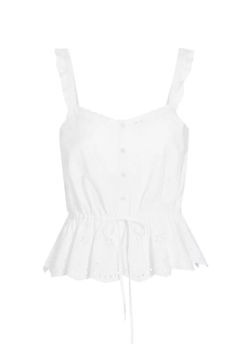 Paige Marsa Eyelet-Embroidered Peplum Top