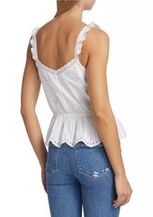 Paige Marsa Eyelet-Embroidered Peplum Top