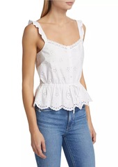 Paige Marsa Eyelet-Embroidered Peplum Top