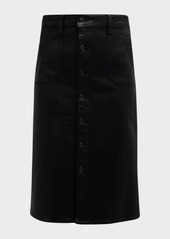 Paige Meadow Button-Front Denim Midi Skirt