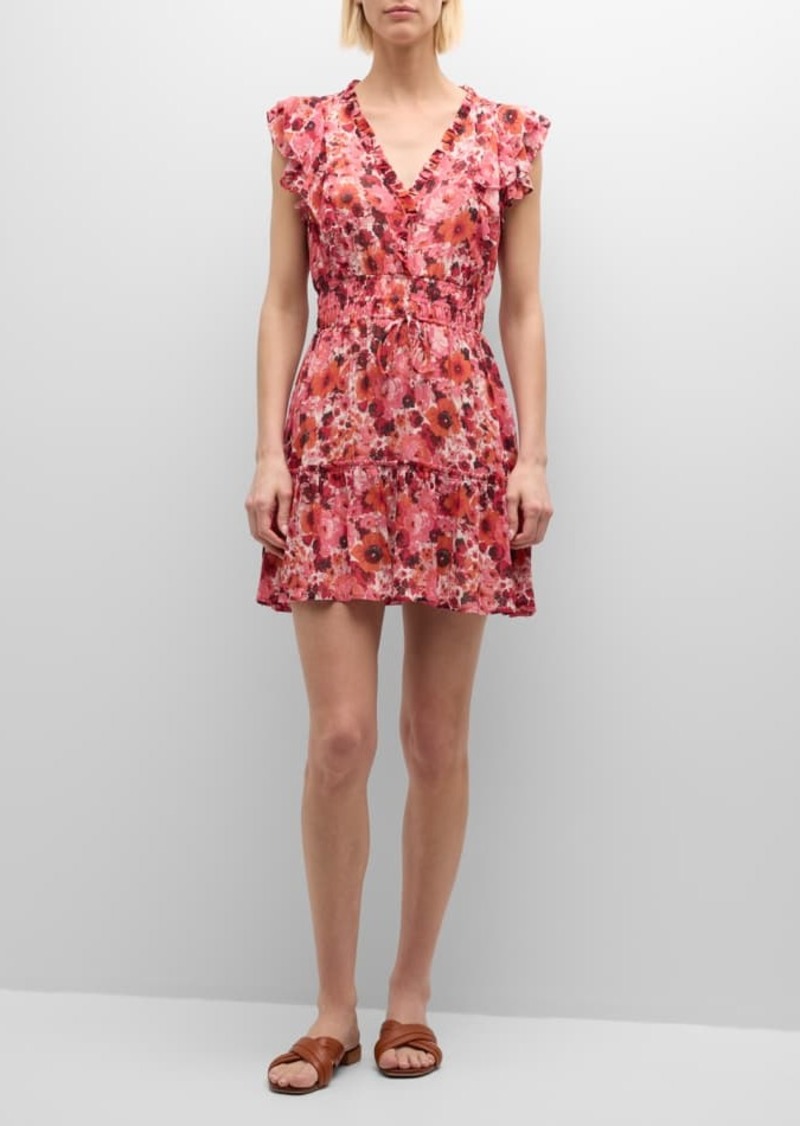 Paige Muriel Floral Flutter-Sleeve Mini Dress