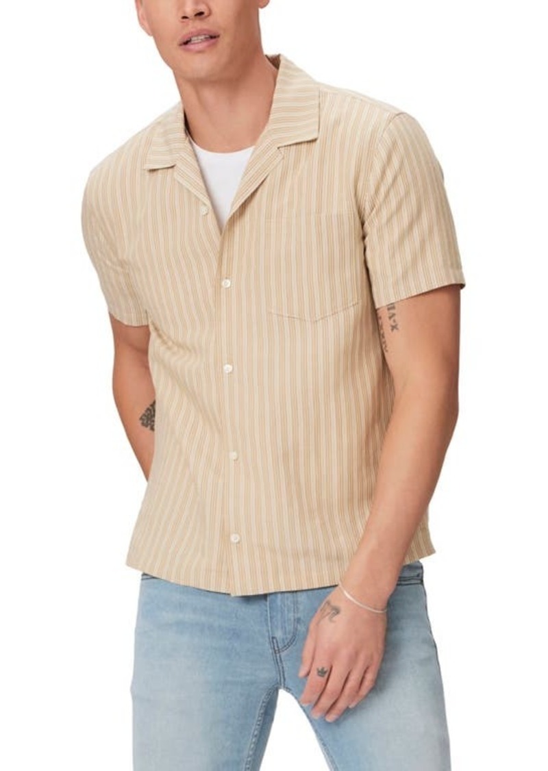 PAIGE Albro Stripe Linen Blend Button-Up Camp Shirt