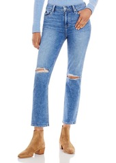 PAIGE Amber High Rise Ankle Straight Jeans in Walk About Destructed