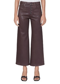 Paige Anessa Exposed Button High Rise Ankle Flare Jeans in Chicory Luxe Coated