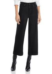 Paige Anessa High Rise Wide Leg Ankle Jeans in Black Luxe Coated