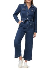 PAIGE Anessa Long Sleeve Wide Leg Denim Jumpsuit