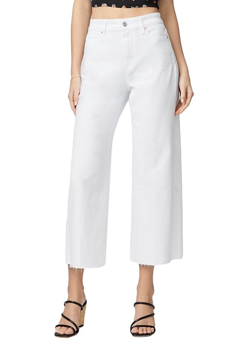 Paige Anessa Raw Hem High Rise Cropped Wide Leg Jeans in Crisp White