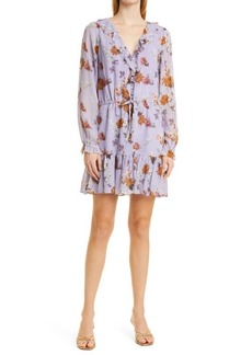 PAIGE Anjelina Floral Print Long Sleeve Silk Dress in Lavender Multi at Nordstrom